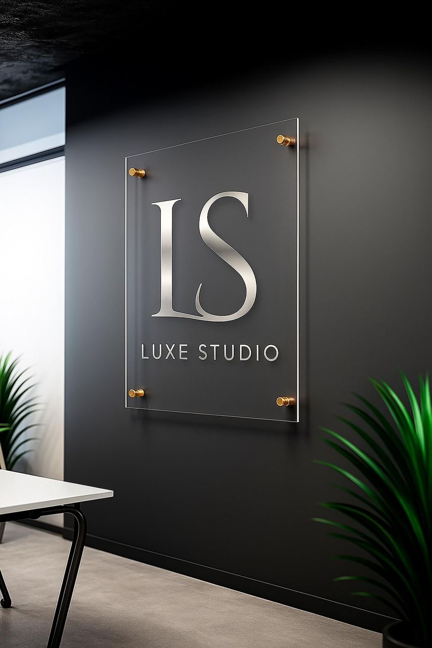 Enseignes & Plaques— plaque en  verre/plexiglas sur entretoise